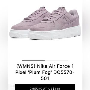 Nike Air Force 1 Pixel sneaker womens size 9 plum fog/white